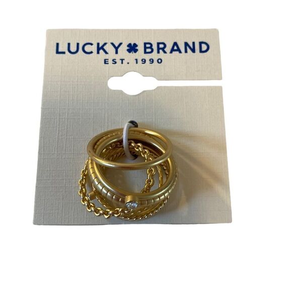 Lucky Brand Ring Stack in Matte Gold. 7 Rings total! Ladies Size 7 - Picture 1 of 6